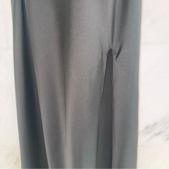 Ramy Brook Mora Floral Lace Bodice Halter Gown Black 2 - Picture 8 of 15